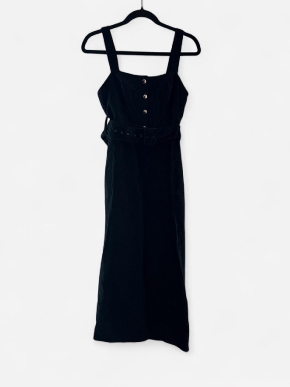 STAUD Primrose black velvet jumpsuit preppy quiet luxury minimalist classic sz 2